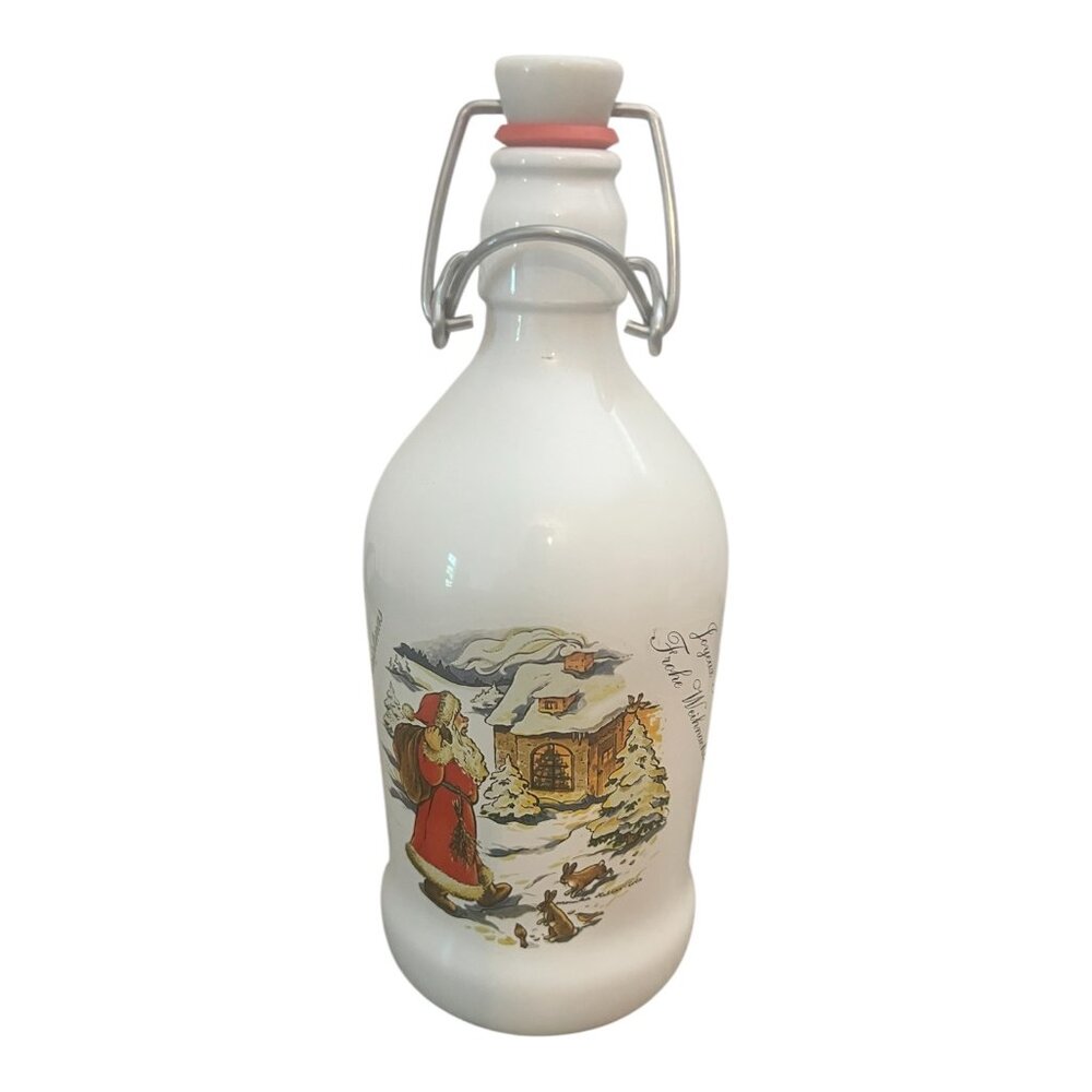 Vintage German Christmas Santa Beer Bottle 8" Franz Joseph Jubelfest Stein Jug